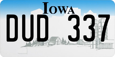 IA license plate DUD337