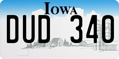 IA license plate DUD340