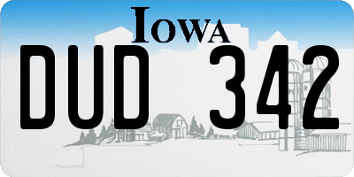 IA license plate DUD342