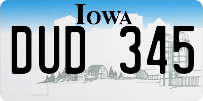 IA license plate DUD345