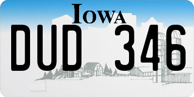 IA license plate DUD346