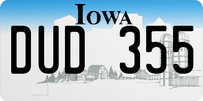 IA license plate DUD355