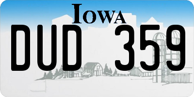 IA license plate DUD359