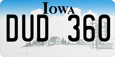 IA license plate DUD360