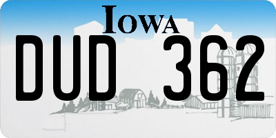 IA license plate DUD362