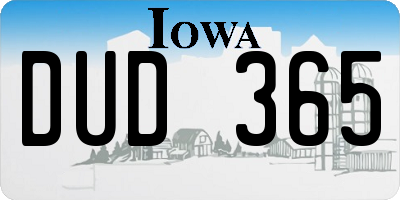 IA license plate DUD365