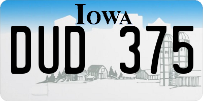 IA license plate DUD375