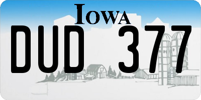 IA license plate DUD377