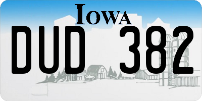 IA license plate DUD382