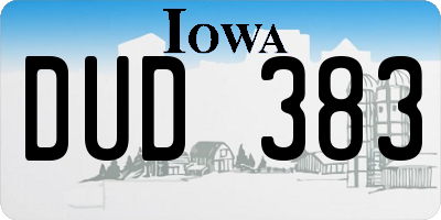 IA license plate DUD383