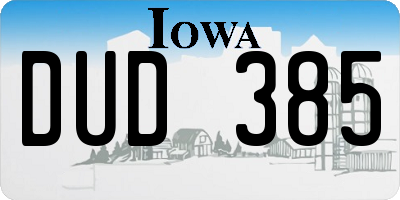 IA license plate DUD385