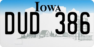IA license plate DUD386