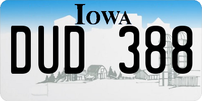 IA license plate DUD388