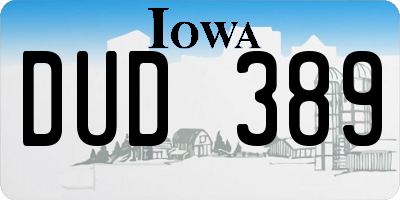 IA license plate DUD389
