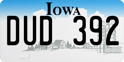 IA license plate DUD392