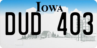 IA license plate DUD403