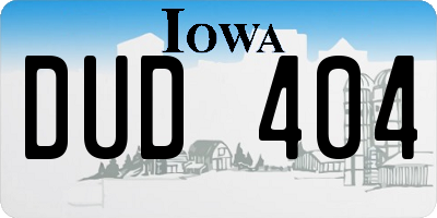 IA license plate DUD404