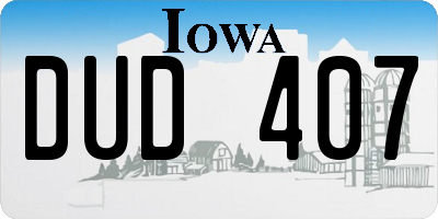IA license plate DUD407