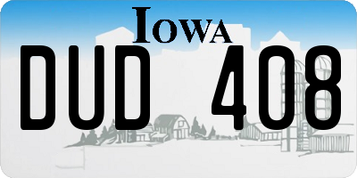 IA license plate DUD408