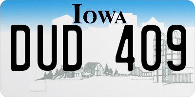 IA license plate DUD409