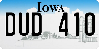 IA license plate DUD410