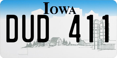 IA license plate DUD411