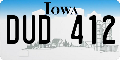 IA license plate DUD412