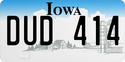 IA license plate DUD414