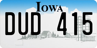 IA license plate DUD415