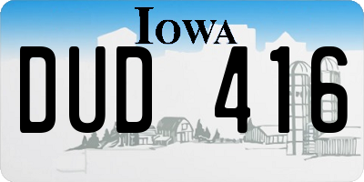 IA license plate DUD416