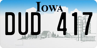 IA license plate DUD417