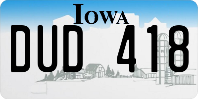 IA license plate DUD418
