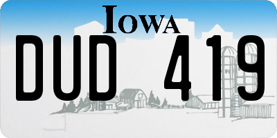 IA license plate DUD419