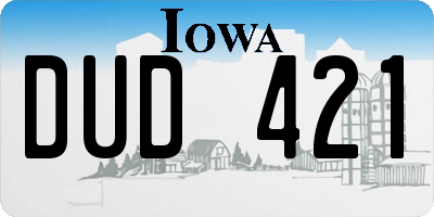IA license plate DUD421