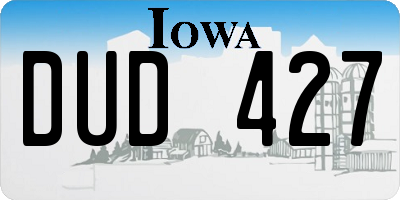IA license plate DUD427