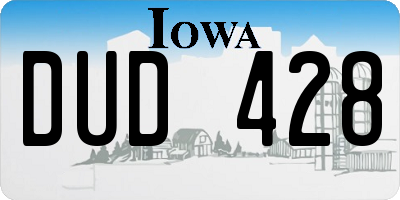 IA license plate DUD428
