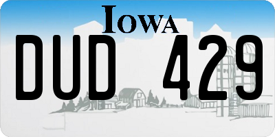 IA license plate DUD429
