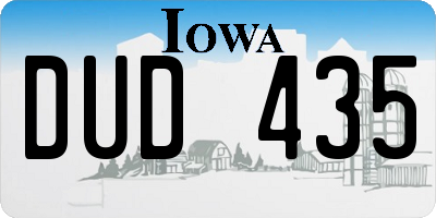 IA license plate DUD435