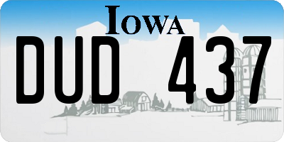 IA license plate DUD437