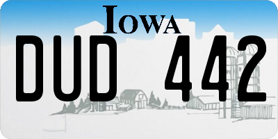 IA license plate DUD442