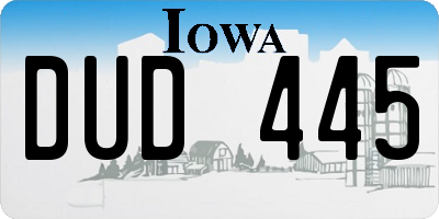 IA license plate DUD445