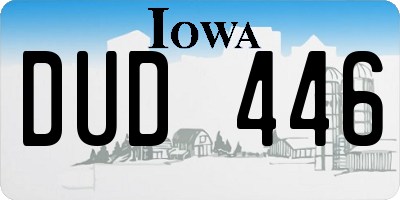 IA license plate DUD446