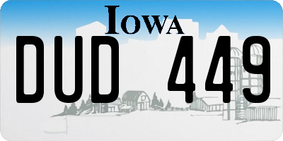 IA license plate DUD449