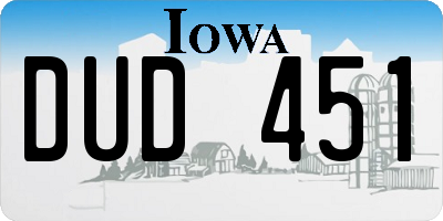 IA license plate DUD451