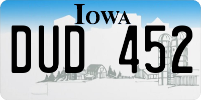 IA license plate DUD452