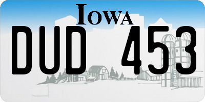 IA license plate DUD453