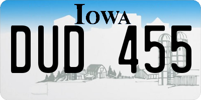 IA license plate DUD455