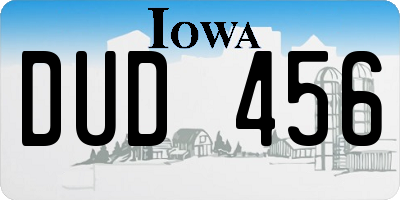 IA license plate DUD456