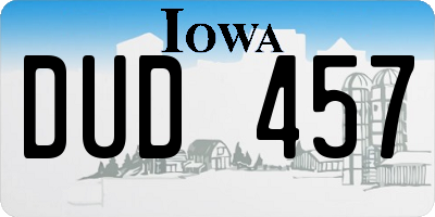 IA license plate DUD457