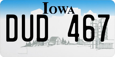 IA license plate DUD467